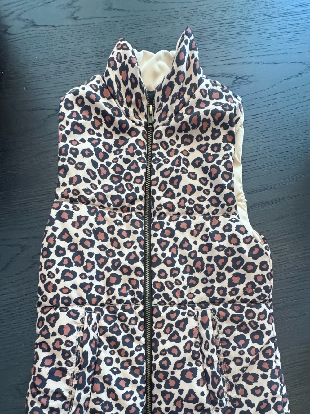 Girls Puffer Vest- Cheetah Print